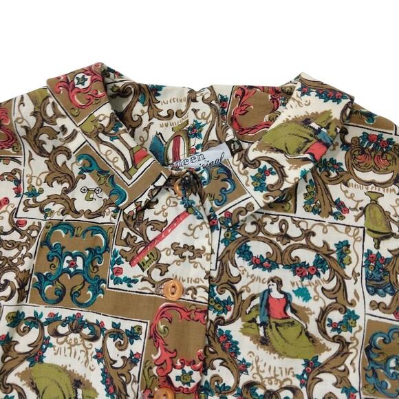 Vintage 1960s Shirt Dress Size XXS Fit & Flare Print Button Up Retro Pin Up VLV - Picture 5 of 9